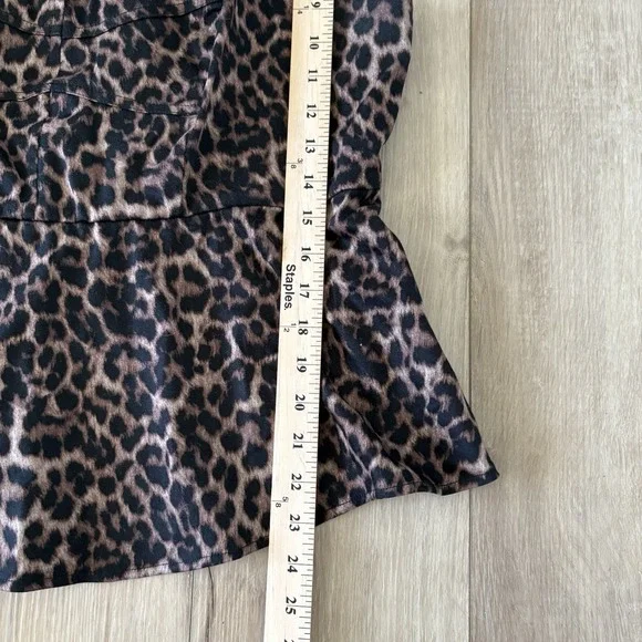 Torrid Sweetheart Cami On the Prowl Leopard Chocolate Top Tank Sleeveless Peplum - Picture 3 of 7